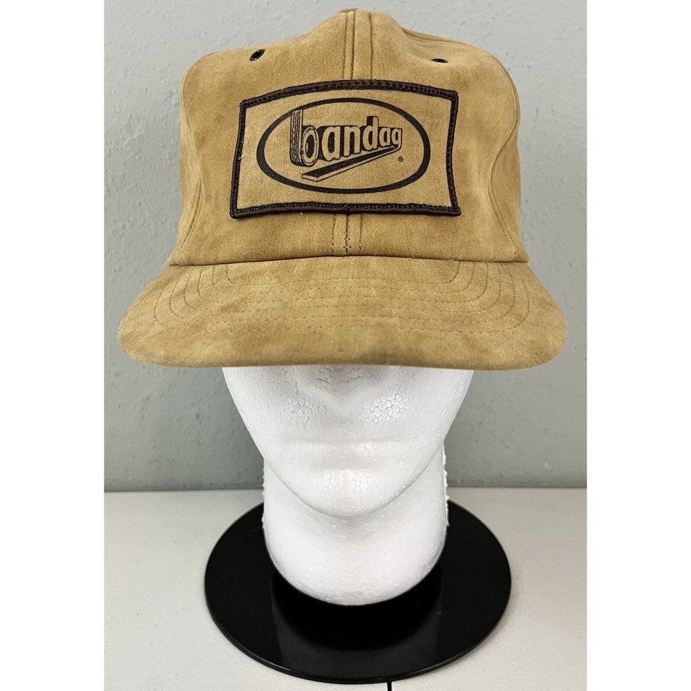 Vintage Swingster Bandag Tires Patch Suede Snapback Hat Tan Mens USA Made